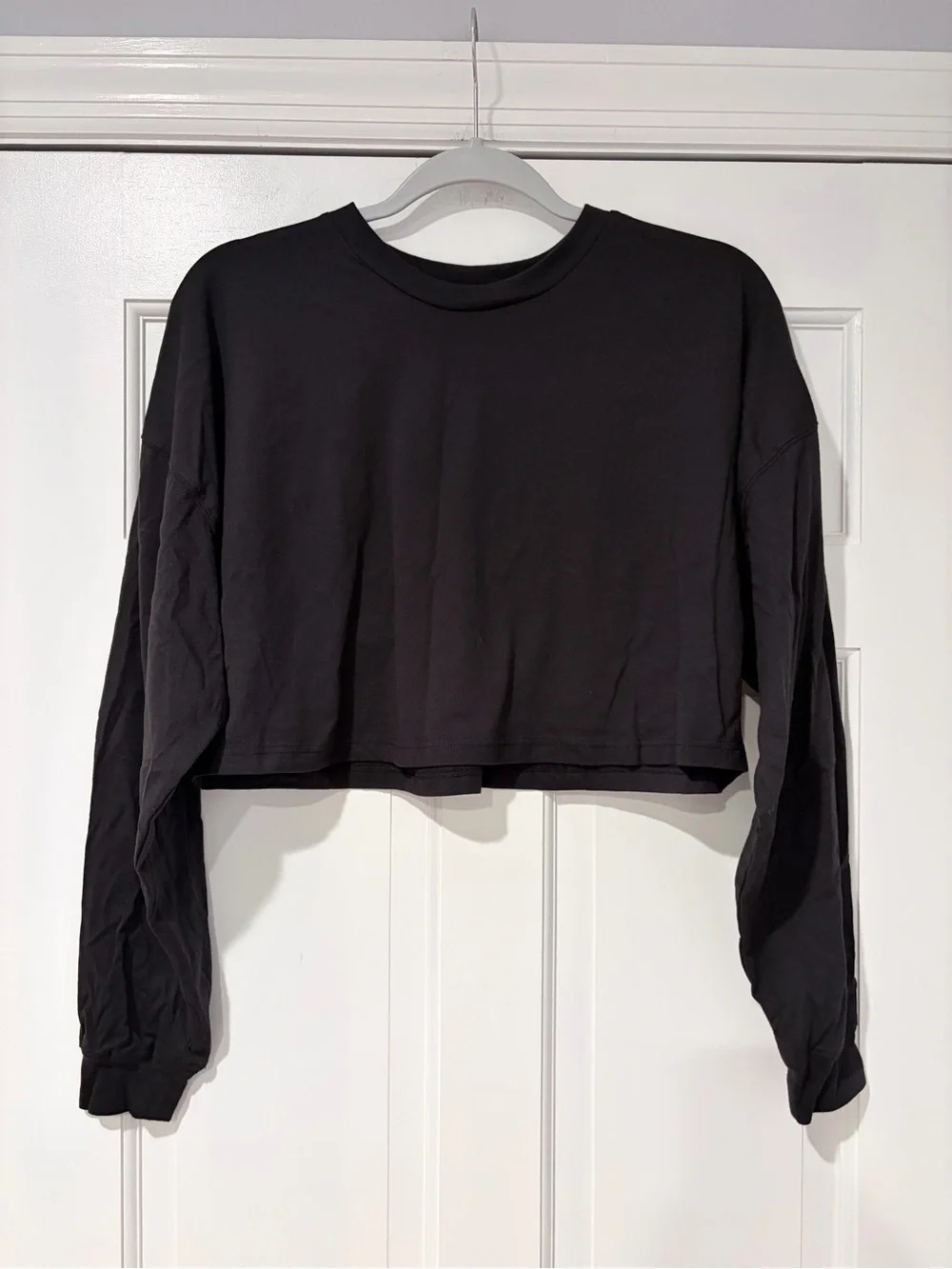 balera Black Cropped Long-Sleeve Crew Top
